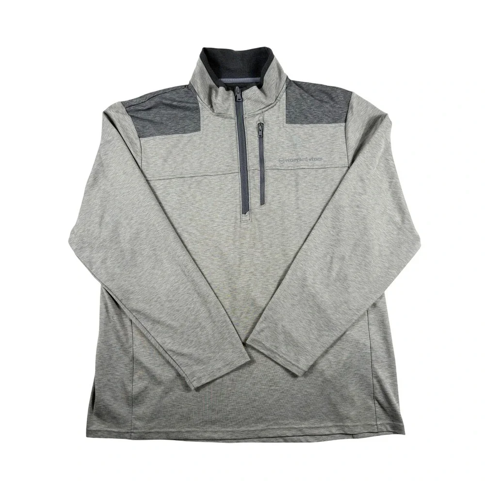 Vineyard‎ Vines XL Mens Performance Quarter Zip Pullover Gray Long Sleeve